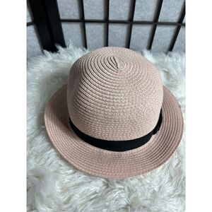David and Young Light Pink Black Ribbon Trim Fedora Hat